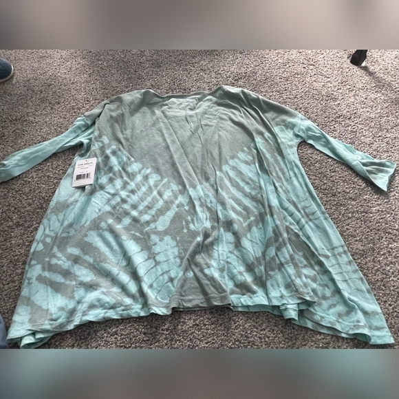 Nwt Free People We The Free Shirt Coastal Grey Mint‎ Green Tie Dye 3/4 Sleeves - Picture 2 of 7
